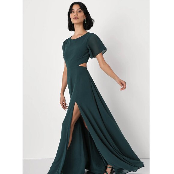 Garden Bliss Emerald Green Cutout Maxi Dress (Hemmed) - Picture 1 of 7